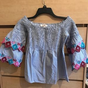 Loft off the shoulder smocked top!